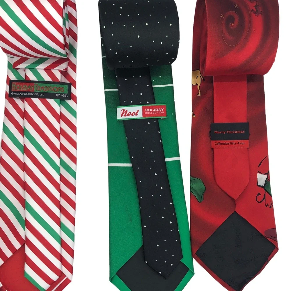 Lot Of 3 Christmas Novelty Ties Holiday Traditions Hallmark/NOEL/Merry Neck Ties
